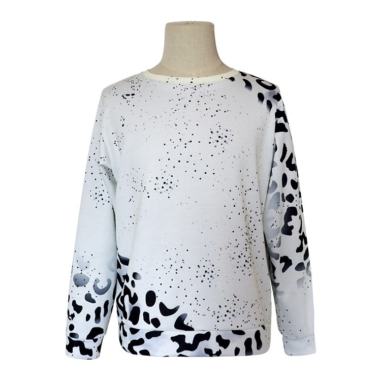 Polyester Bleach CREWNECK - Cream Leopard