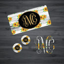 White Wash Wood with Sunflowers Car Kit