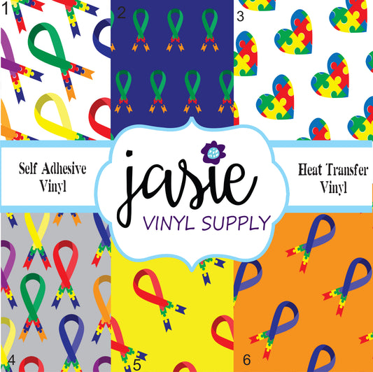 Autism Ribbon-Heart Printed Vinyl