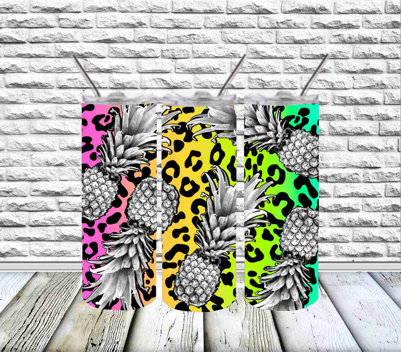 20 Skinny Sublimation Wrap- Bright Leopard Pineapple