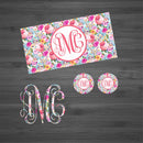 Coral & Pink Floral Car Kit