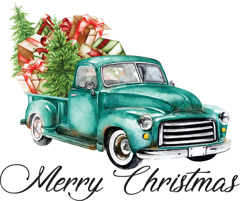 Christmas Blue Truck Transfer- Bottom Merry Christmas