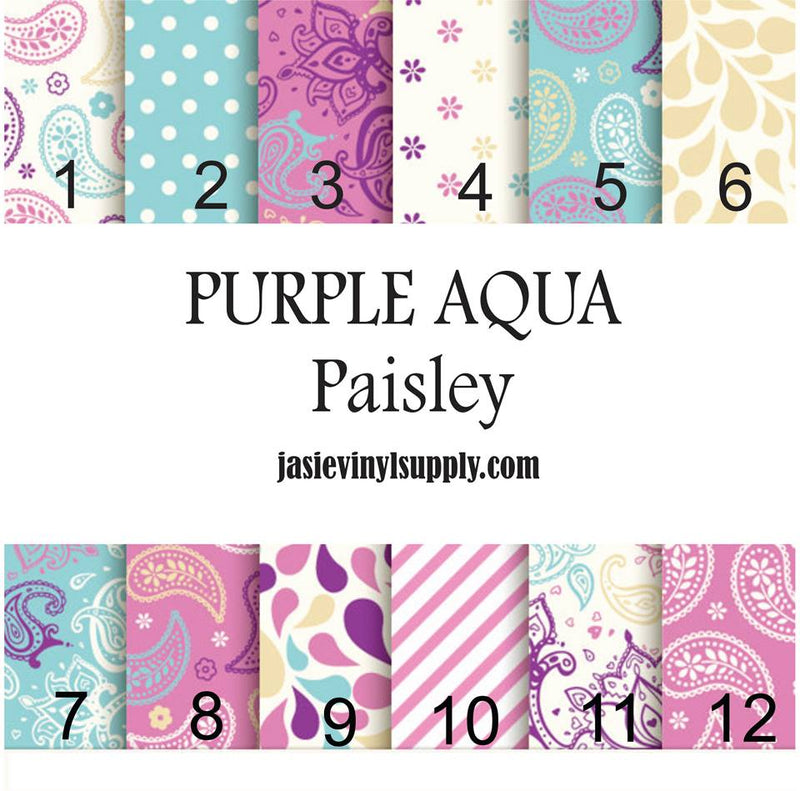 Purple Aqua Paisley Printed Vinyl