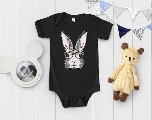 Gray Bunny with Glasses Transfer