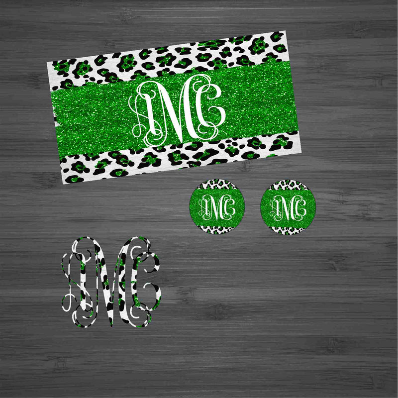 Green Glitter Leopard  Car Kit