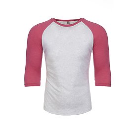 Unisex Raglan - Heather White/Pink