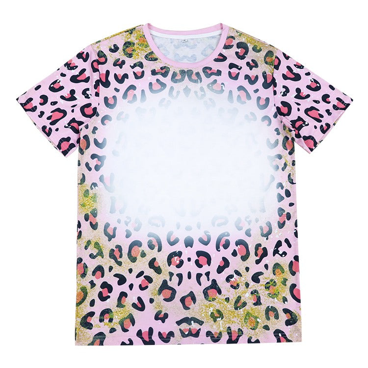 Polyester Bleach T-Shirt - Pink Leopard