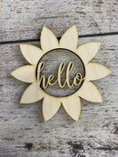 Sunflower Hello - Wood Cutout unfinished