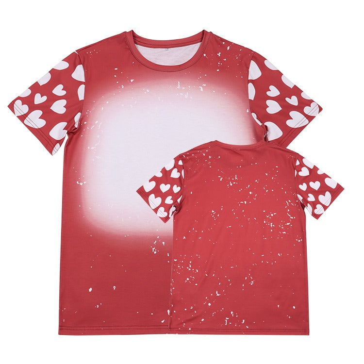 Polyester Bleach T-Shirt - Red Hearts