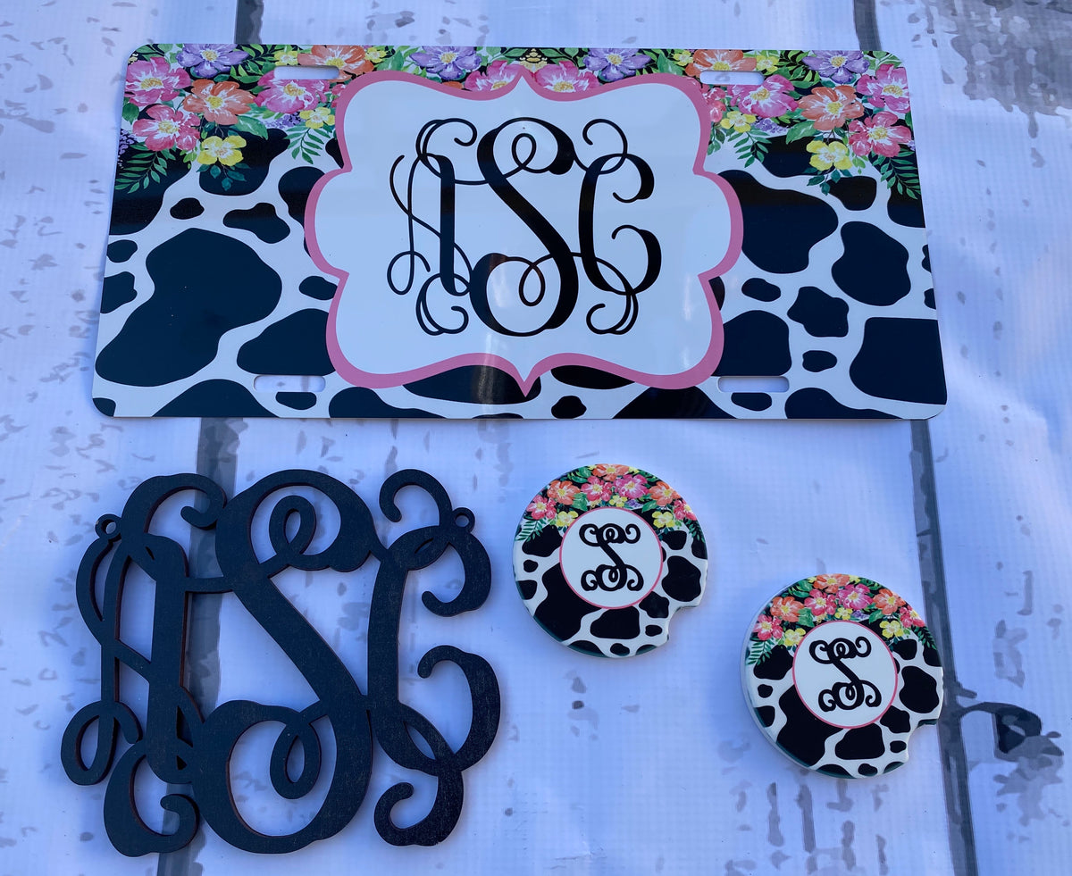 Cow Print Floral - Car Kit