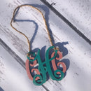 Wood Monogram Car Charm