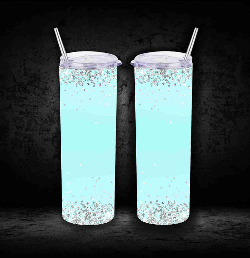 20 Skinny Sublimation Wrap- Mint with Silver Glitter
