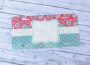 License Plate- Paisley Coral/Mint Quatrefoil Split