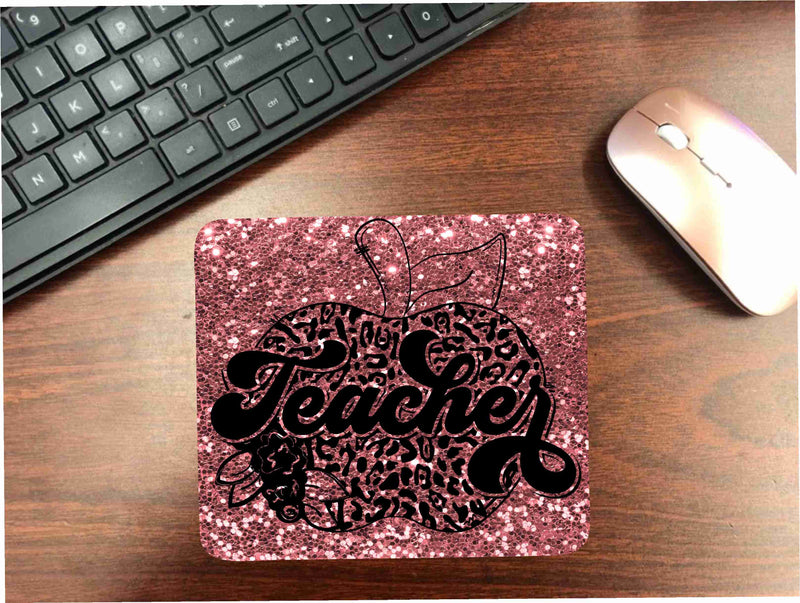 Pink Glitter Leopard Teacher Mouse Pad