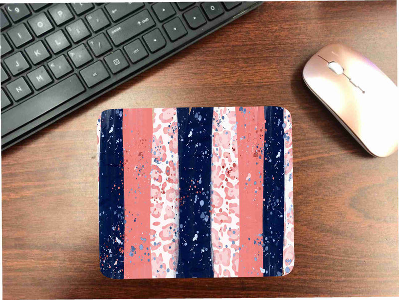 Pink/ Navy Leopard Brush Stroke Mouse Pad