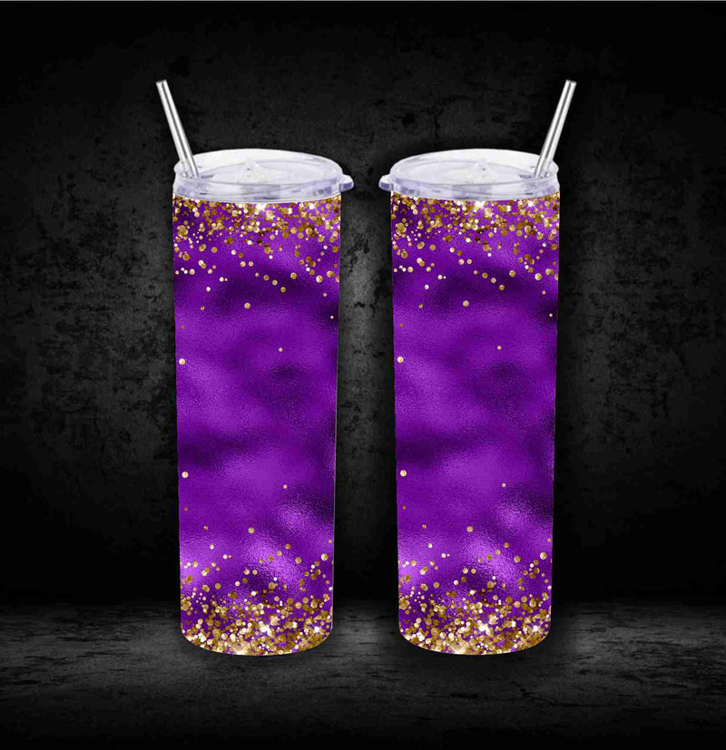 20 Skinny Sublimation Wrap- Purple with Gold Glitter