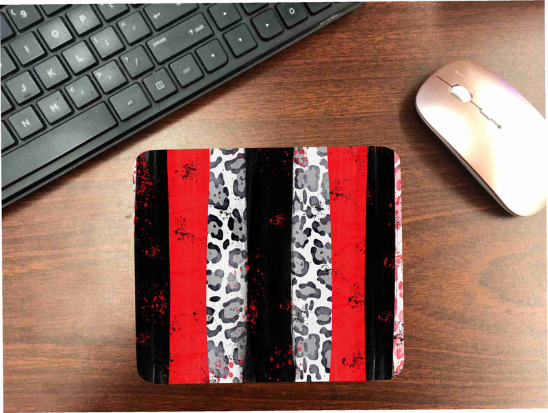 Red/Black Leopard Brush Stroke Mouse Pad