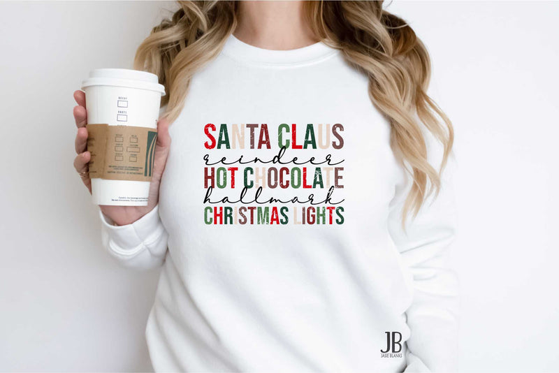 Santa Clause Hot Chocolate Christmas distressed- Graphic Sweatshirt