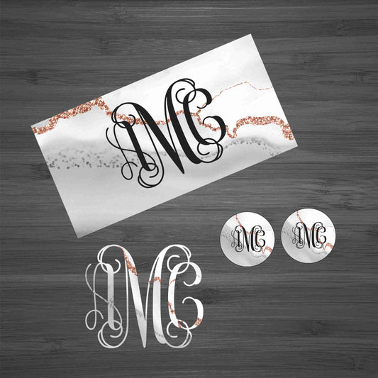 Silver & Rose Gold Swirl Car Kit