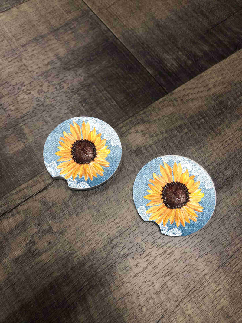Car Coasters - Sunflower & Lace