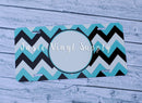 License Plate-Black/Teal Chevron Print