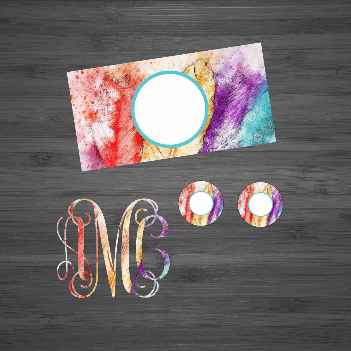 Watercolor Feathers Car Kit