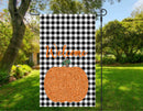 White Buffalo Plaid Pumpkin Garden Flag