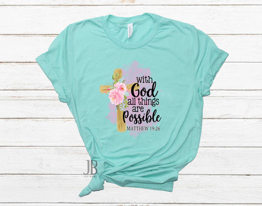 With God All Things are Possible Cross -  Transfer