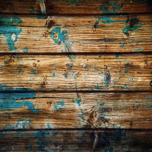 Distressed Wood #2 Natural Wood with Teal