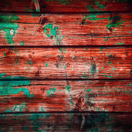 Distressed Wood #4 Red with Green